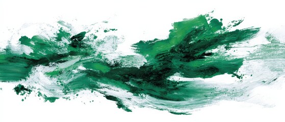 Abstract Green Sumi-E Painting Capturing the Essence of the Ocean