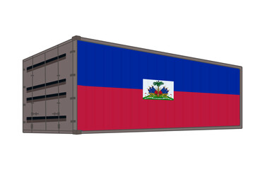 Haiti national flag with shipping container