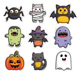 A single lit spooky halloween pumpkins, Jack O Lantern with evil face and eyes isolated against a transparent background.