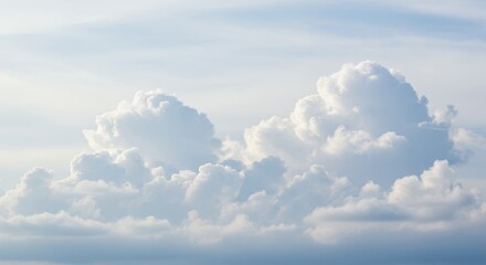 Fluffy white clouds soft pastel sky background
