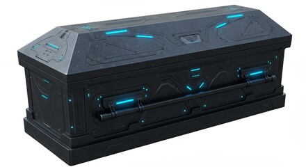Obraz premium Futuristic dark teal glowing chest object