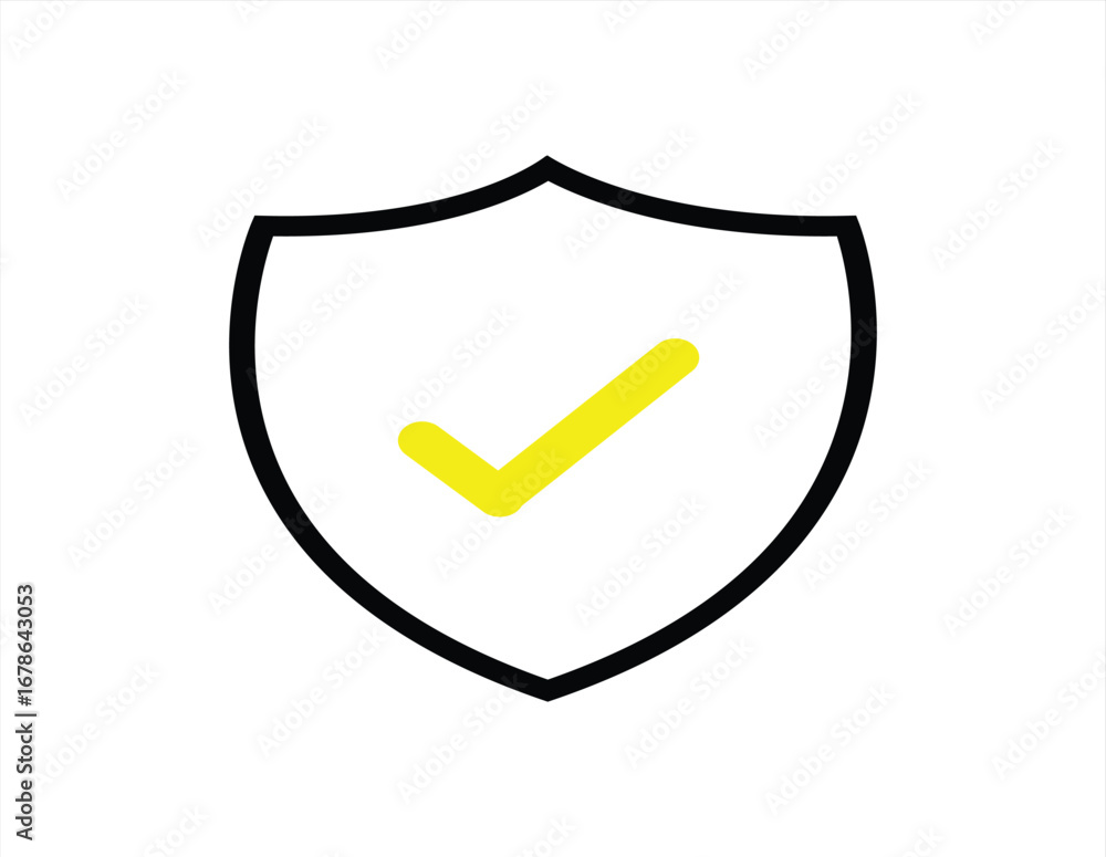 Poster a modern, professional icon featuring a shield with a checkmark, symbolizing security, verification,