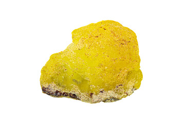 Closeup brucite ore on white background, a source of magnesium mineral for industry (selective...