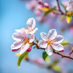 Fototapeta premium Serene White Cherry Blooms Against Sky