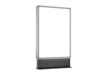 Illuminated vertical advertising display stand isolated on transparent background
