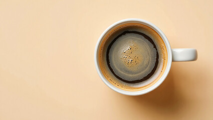 Minimalist Top View of a Cup of Black Coffee
