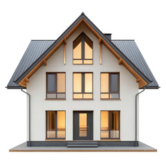 passive house design Modern residential house with large windows and a sloped roof.