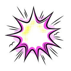 Cartoon speech bubble explosion. Pop art illustration in comic style.