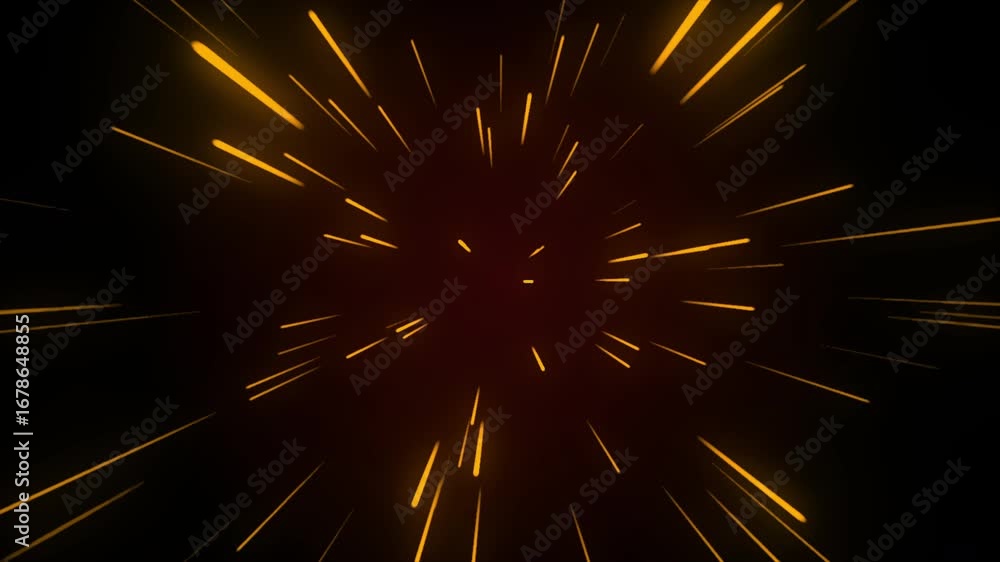 Poster futuristic digital rendering of a cosmic explosion with radiant golden lines moving at light speed t