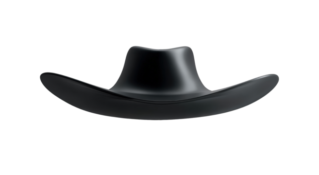 A black cowboy hat, smooth, simple