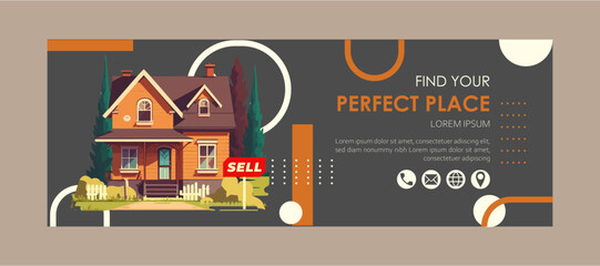 Modern Real Estate Facebook Cover Template for Property Listings