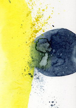 Abstract watercolor collision with yellow and blue explosion effect