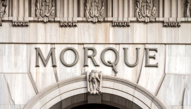 Ornate archway with the word MORQUE