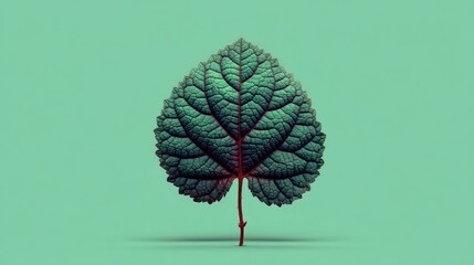 Single vibrant leaf against mint backdrop