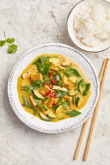 Tofu vegetables with spicy yellow sauce
