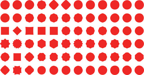 Collection of vibrant red abstract geometric shapes and icons for design projects