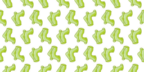 Seamless Cartoon Green Tights Pattern. Green tights in cartoon flat style. Seamless fashion clothing illustration on white background.
