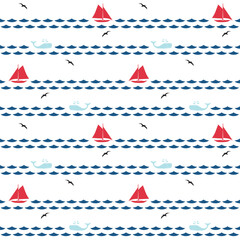 Seamless sea pattern.marine theme.vector illustration