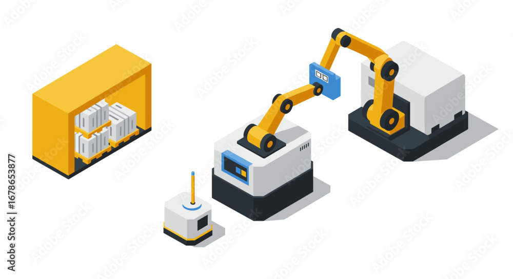 Poster automated isometric robotics in warehouse operations