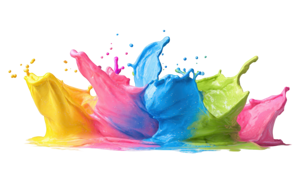 Vibrant color splashes on black background