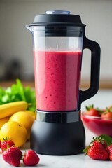 Close-up of a vibrant smoothie being blended in a powerful blender food processor  Perfect for healthy eating and kitchen appliance websites , food processor, diet