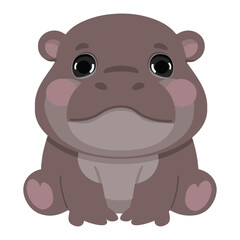 Cartoon Illustration of a Cute Hippo animal