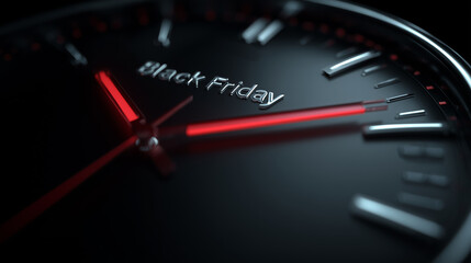 Fototapeta premium Black Friday Countdown Clock with Midnight Sale Concept