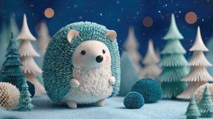 Cute Hedgehog Winter Wonderland Scene