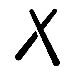 Illustration showing a black icon of sushi, rolls and other attributes of Japanese food, on a white background