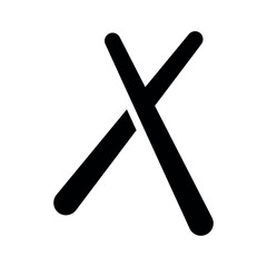 Illustration showing a black icon of sushi, rolls and other attributes of Japanese food, on a white background