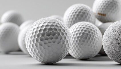 On a table, there exists a stack of perfectly arranged white golf balls