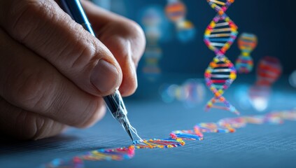 Hand writing on a DNA strand