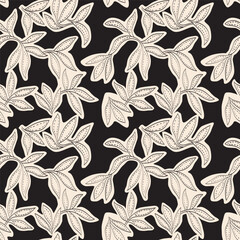 abstract leaf texture print design. black background