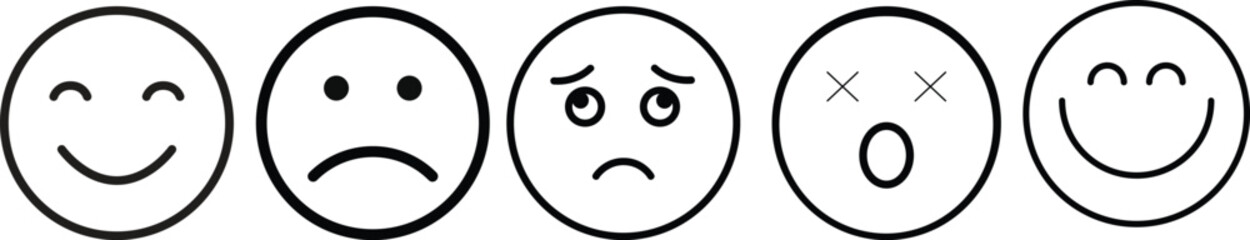 Fototapeta premium Emotion icon set.Rating happy neutral sad emoji emotion icon customer satisfaction smiley good bad medium reaction.