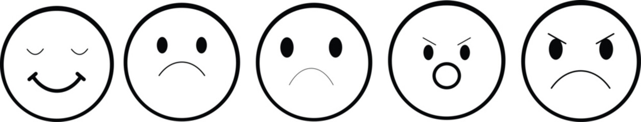 Emotion icon set.Rating happy neutral sad emoji emotion icon customer satisfaction smiley good bad medium reaction.