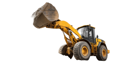 Yellow heavy-duty excavator in action