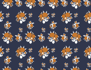 abstract flowers texture print pattern. blue background