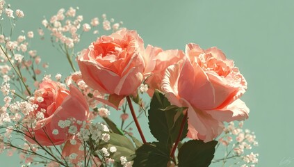 Delicate blush roses in soft light