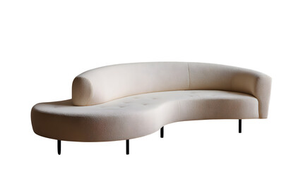 Modern curved sectional sofa, isolated on transparent background