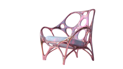 Iridescent Modern Armchair, isolated on transparent background