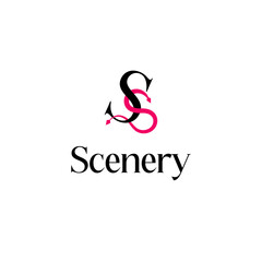 Geometric scenery slogan S logo art design