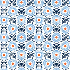 Abstact blue flower texture print pattern