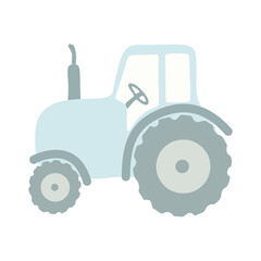Light blue tractor illustration isolated on white background