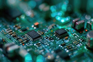 Obraz premium Close-up of circuit board with electronic components