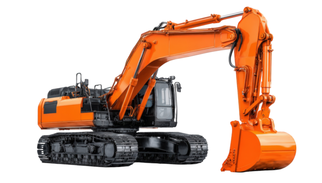 Orange heavy-duty excavator