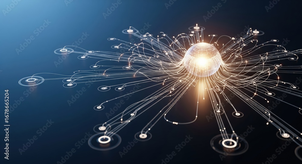 Poster generative ai art powering global digital network connections