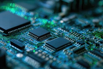 Obraz premium Close-up of circuit board with microchips