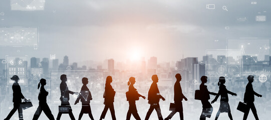 walking, economy, people, person, crowd, society, data, dx, digital transformation, pedestrian, finance, business, businessperson, group, teamwork, company, human resources, recruitment, employment, f