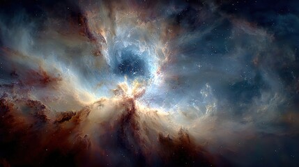 Majestic cosmic nebula with vivid clouds and stars, breathtaking space background ideal for posters, covers, or creative projects