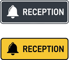 Reception bell sign doorway entry welcome information desk alert notification vector